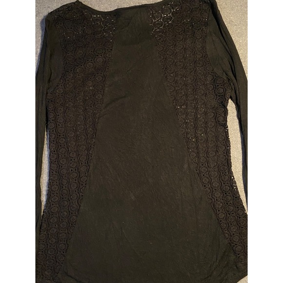 Vintage HARLEY DAVIDSON Lace Back Rhinestone Women's LONG SLEEVE black SMALL - Picture 8 of 15